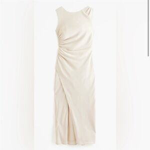 Draped High-Neck Shell Midi Dress